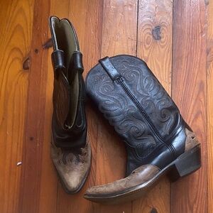 Durango Black and Brown Heeled Boots